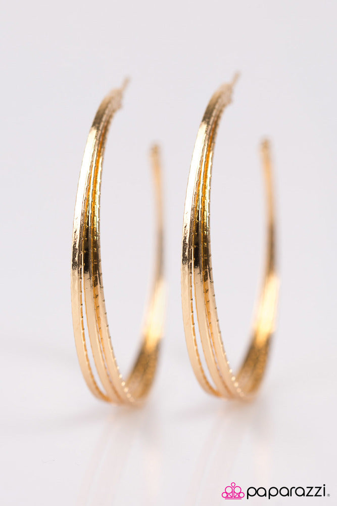 Delusions Of Grandeur - Gold ~ Paparazzi Hoop Earrings