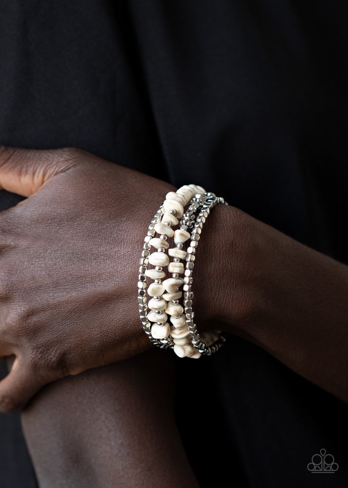 Rockin' Renegade - White ` Paparazzi Coil Bracelet
