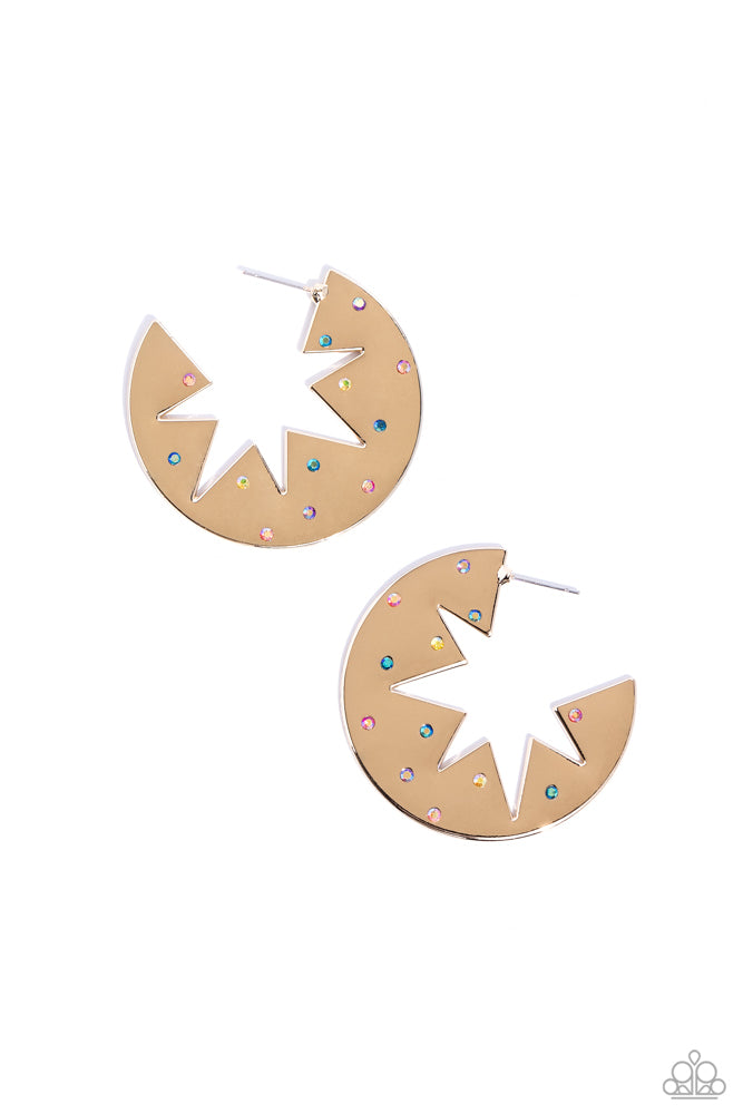 Starry Sensation - Gold ~ Paparazzi Hoop Earrings