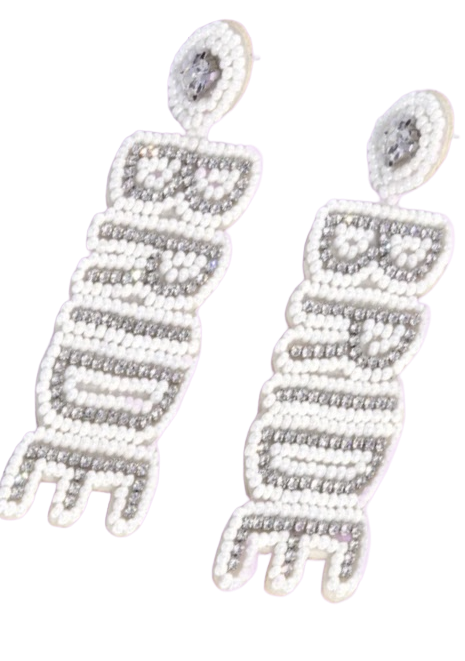 Bridal Beading - White Post Earrings