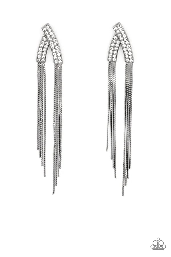 It Takes Two To TASSEL - Black Post Earrings