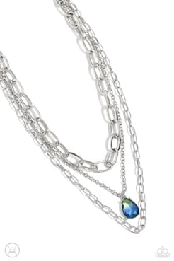 Teardrop Tiers - Blue/Green Necklace