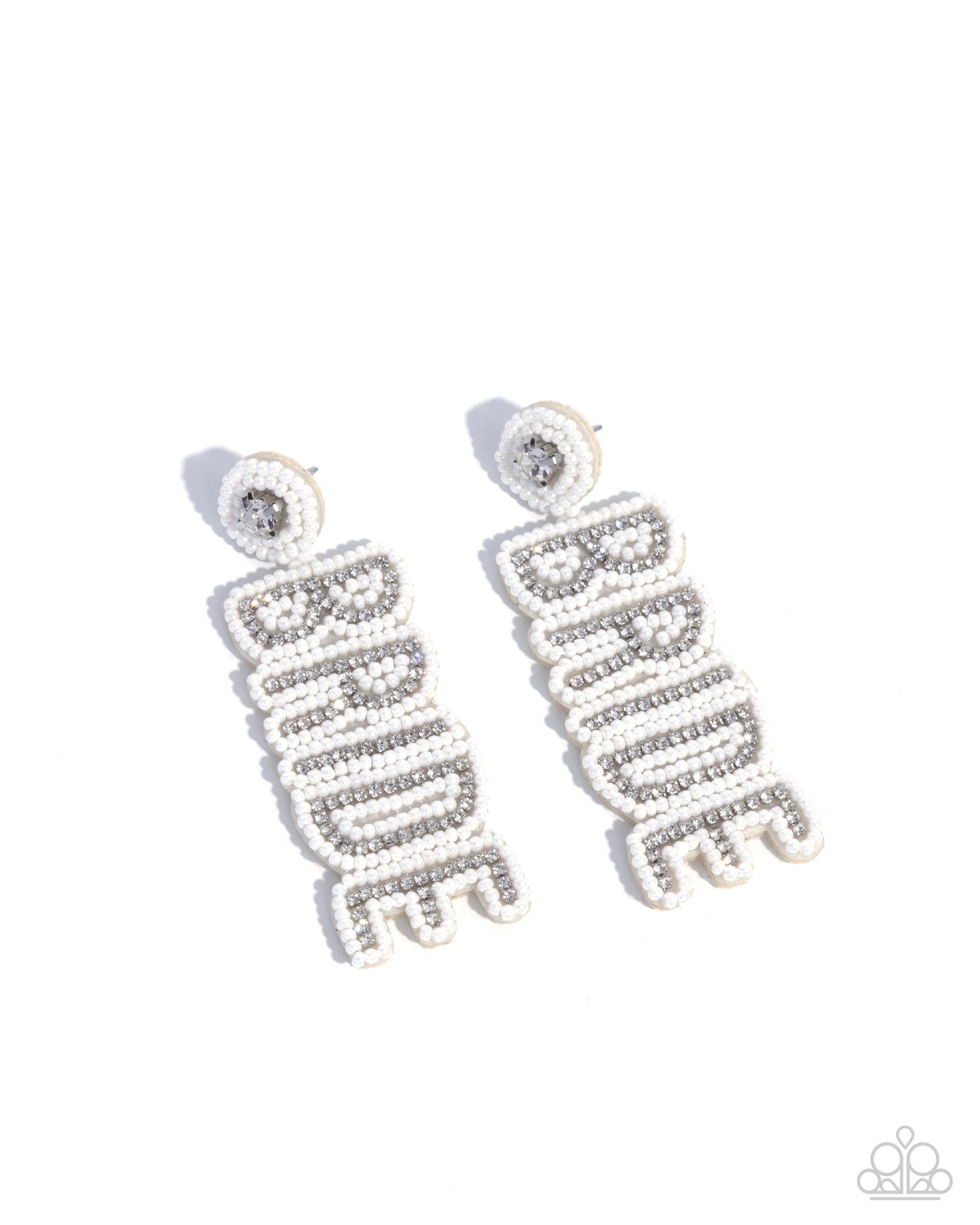 Bridal Beading - White ~ Paparazzi Post Earrings