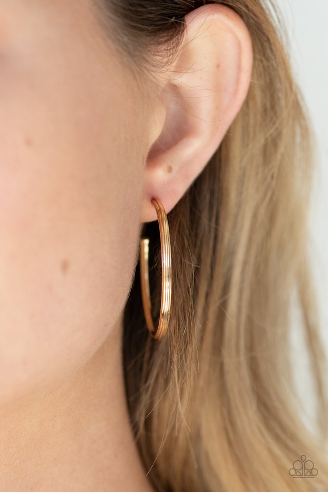 Chic As Can Be - Gold ~ Paparazzi Hoop Earrings
