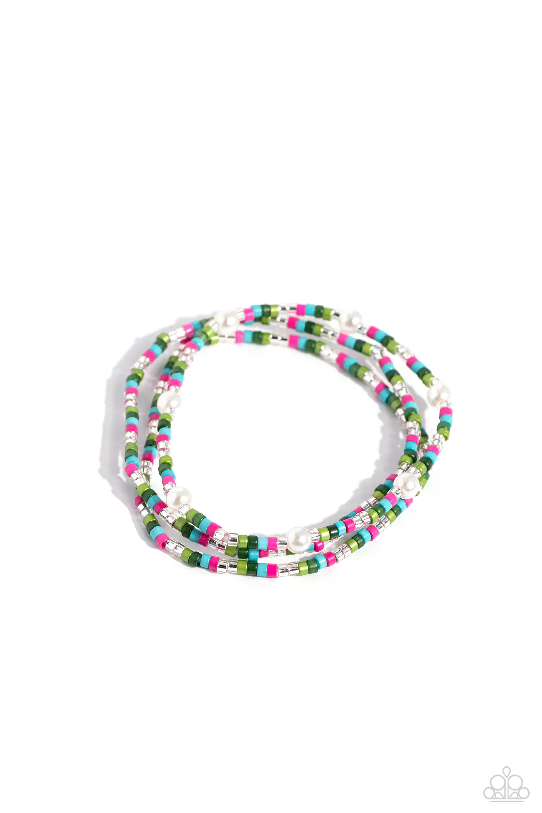 Colorblock Cache - Green/Multicolored ~ Paparazzi Stretch Bracelet
