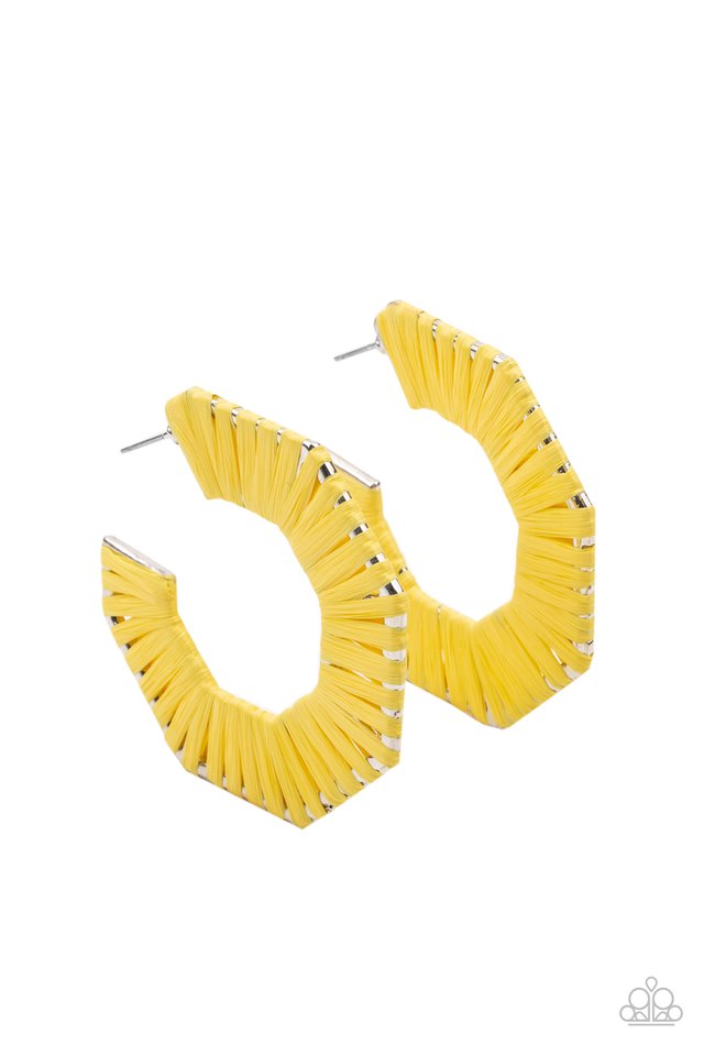 Fabulously Fiesta - Yellow ~ Paparazzi Hoop Earrings
