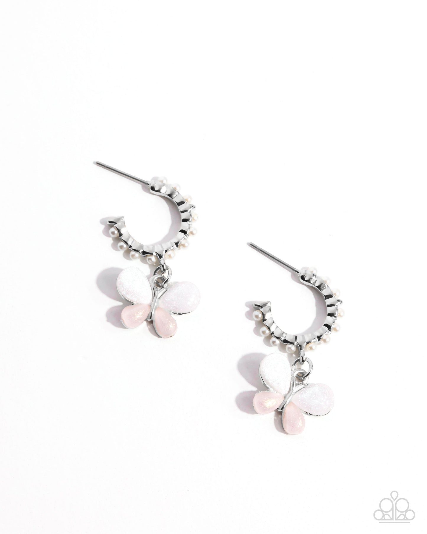 Fly to Your Heart - Pink ~ Paparazzi Mini-Hoop Earrings