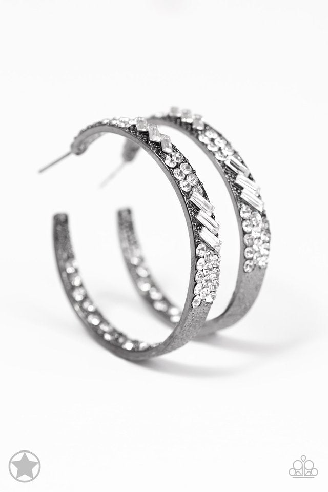 GLITZY By Association - Gunmetal ~ Paparazzi Hoop Earrings