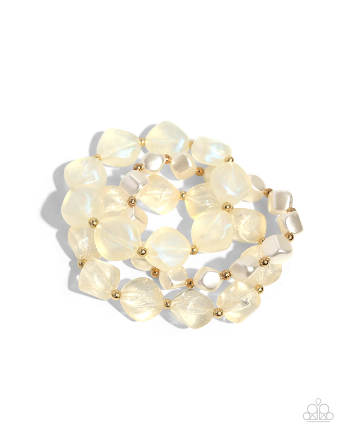 Cubed Cameo - Gold - Paparazzi Necklace & Glittery Gala - Gold - Paparazzi Bracelet Complete Set