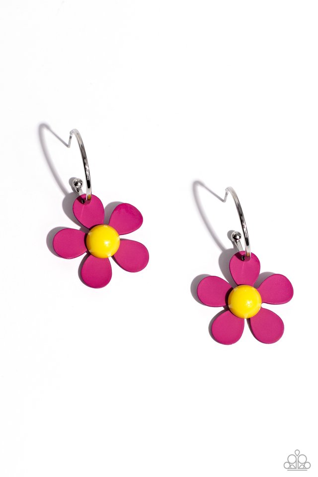 More FLOWER To You - Pink ~ Paparazzi Hoop Earrings