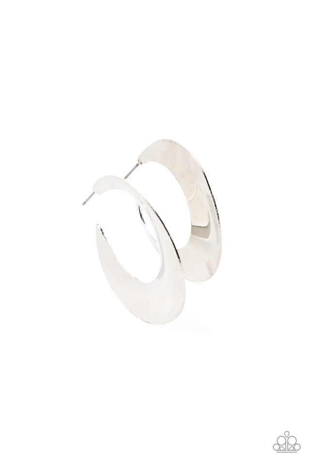Power Curves - Silver ~ Paparazzi Hoop Earrings