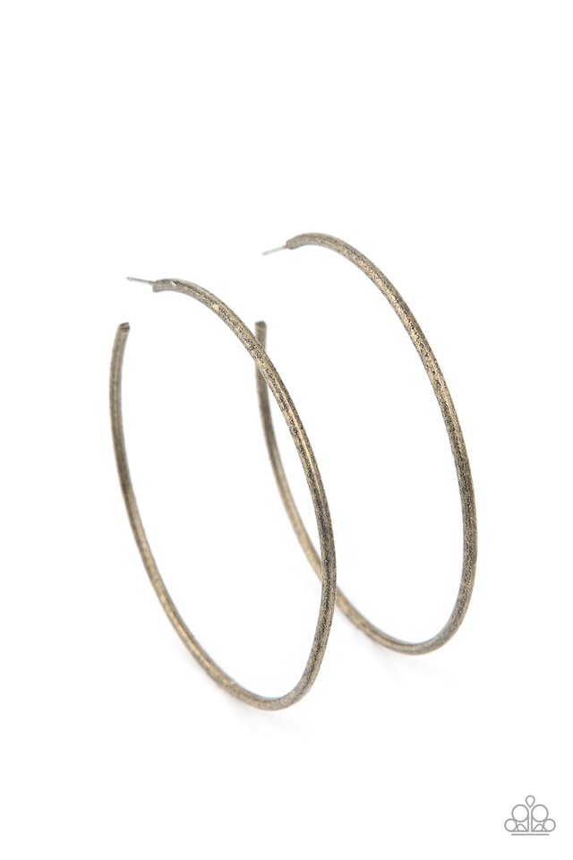 Rustic Roundabout - Brass ~ Paparazzi Hoop Earrings