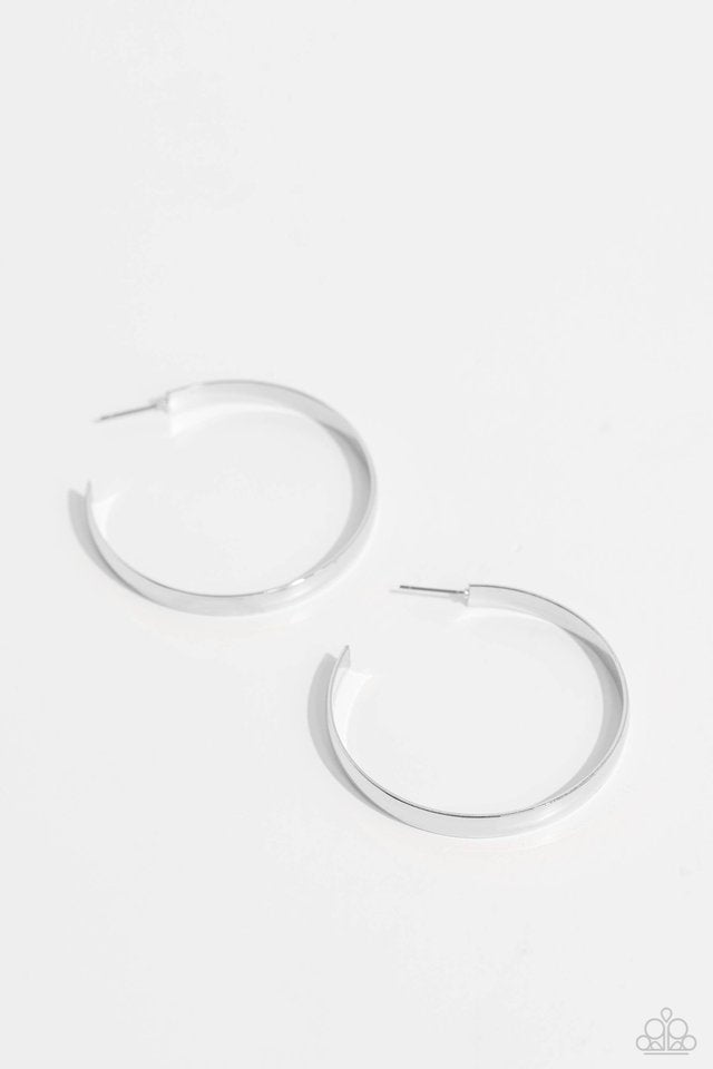 Sleek Symmetry - Silver ~ Paparazzi Hoop Earring