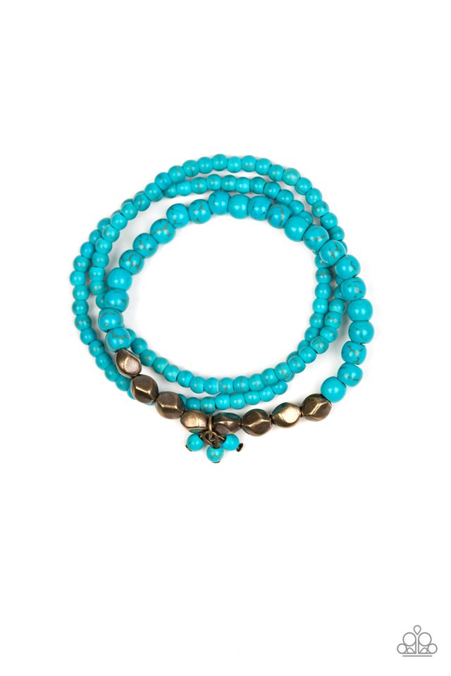Tour de Tranquility - Blue/Brass ~ Paparazzi Stretch Bracelet