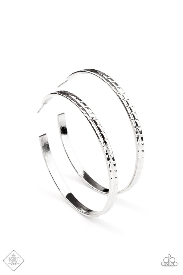 TREAD All About It - Silver ~ Paparazzi Hoop Earring