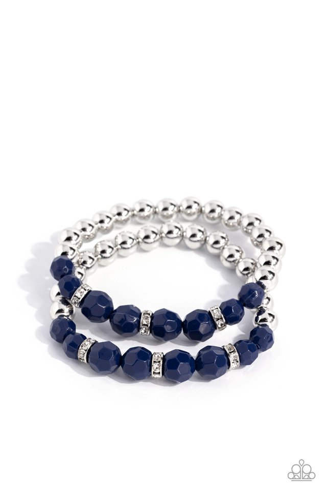 Two by Two Twinkle - Blue ~ Paparazzi Stretch Bracelet