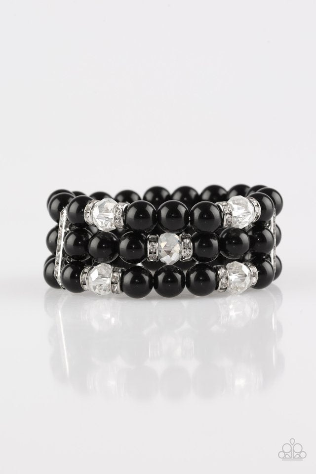 Undeniably Dapper - Black ~ Paparazzi Stretch Bracelet