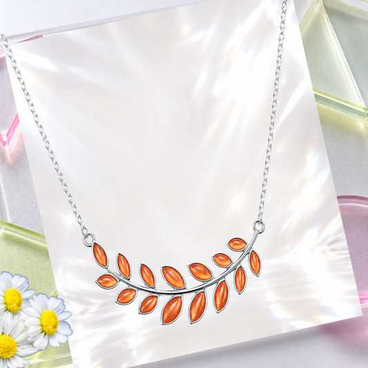 Frosted Foliage - Orange Necklace