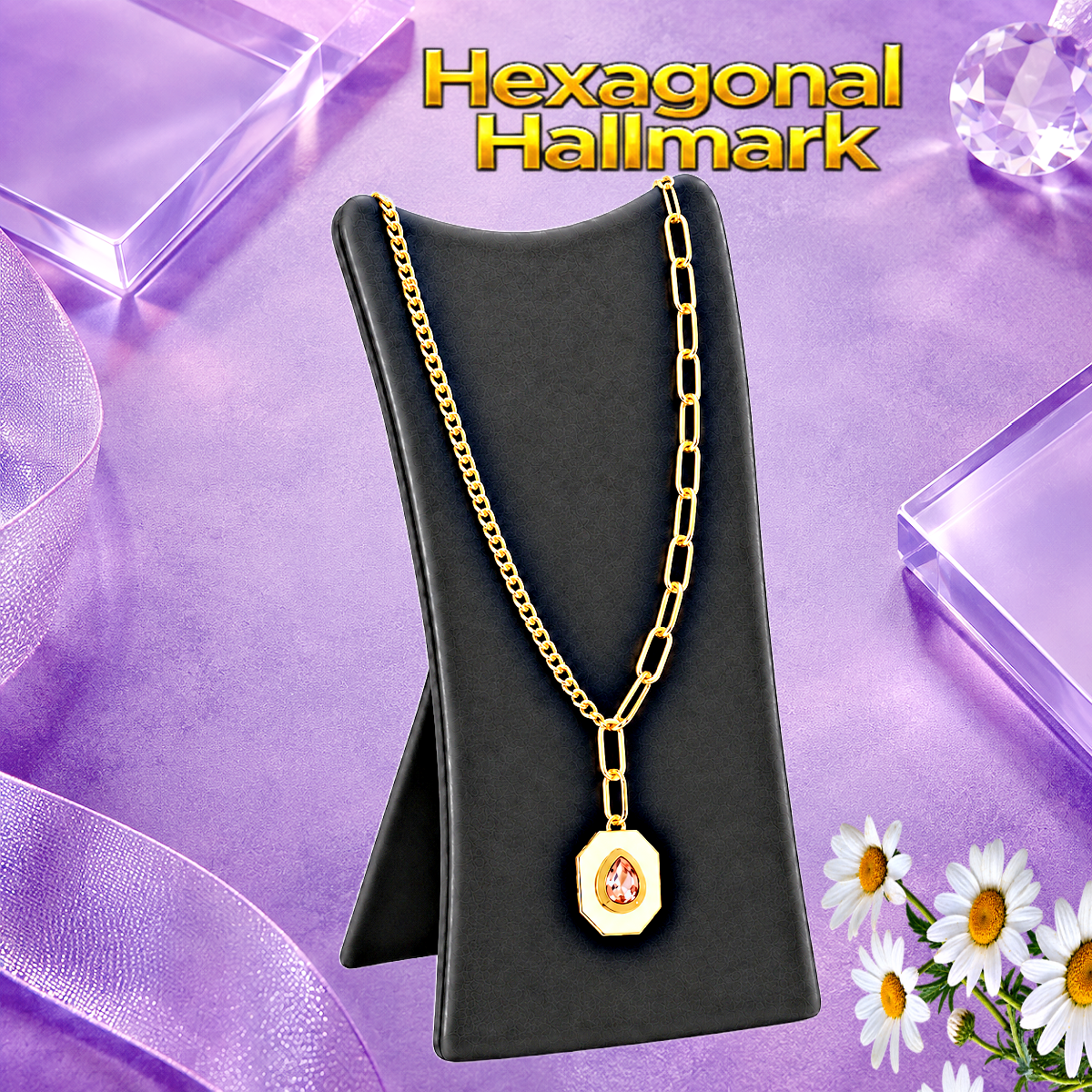 Hexagonal Hallmark - Brown Necklace
