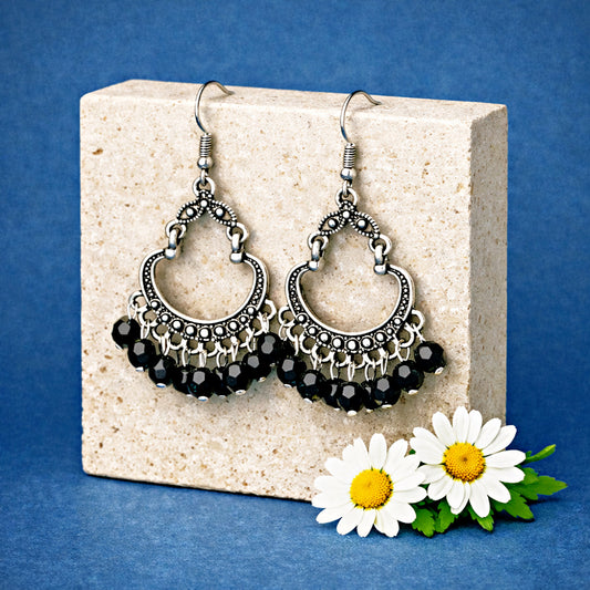Babe Alert — Black & Silver Chandelier Earrings