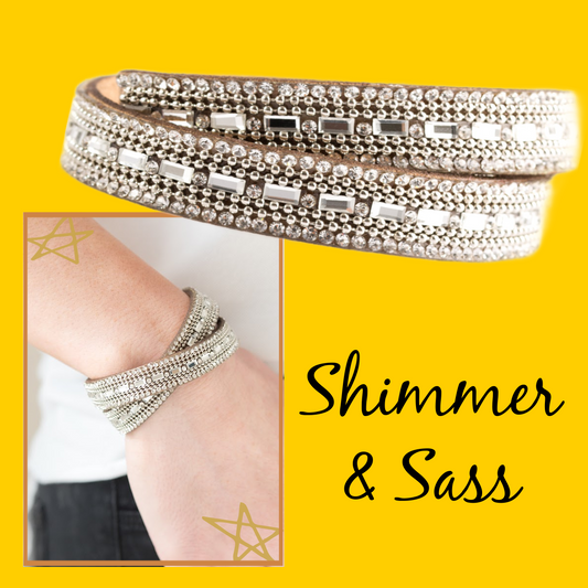 Shimmer and Sass - Brown  ~ Paparazzi Leather Wrap Bracelet