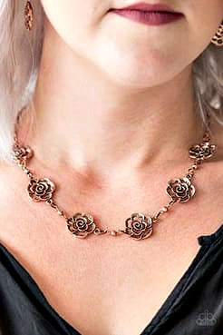 Rose Bud Rapture - Copper  Necklace