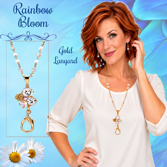 Rainbow Bloom - Gold Lanyard Necklace