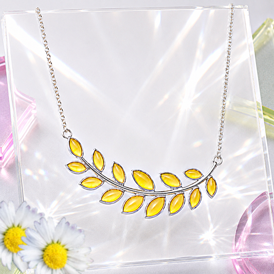 Frosted Foliage - Yellow Necklace