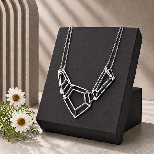 3-D Drama - Silver Necklace