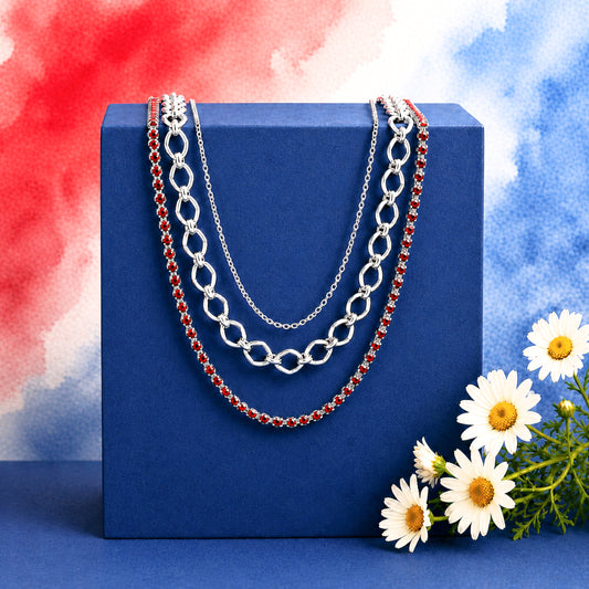 Tasteful Tiers - Red  Necklace