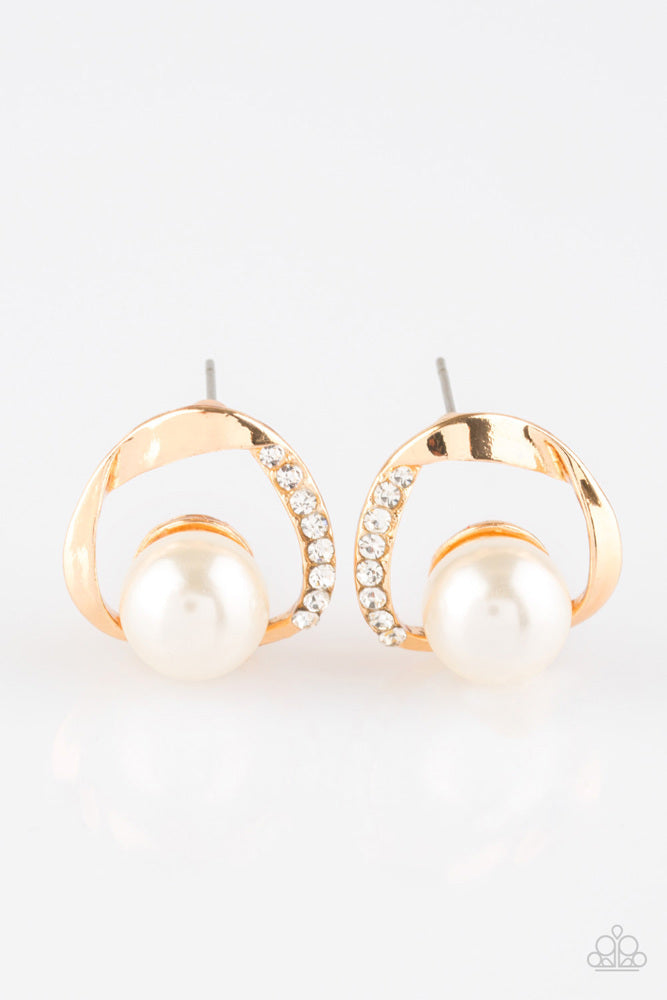 Stylishly Suave - Gold  ~ Paparazzi Post Earrings