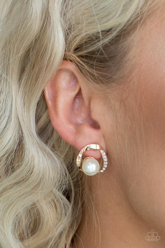 Stylishly Suave - Gold  ~ Paparazzi Post Earrings