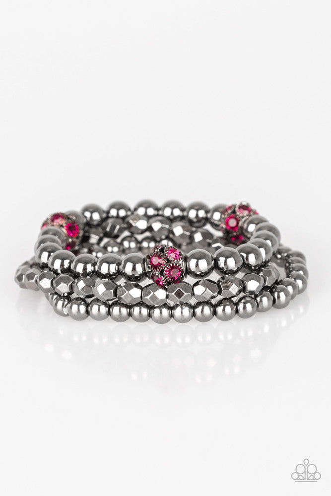 Noticeably Noir - Pink   ~ Paparazzi Stretch Bracelet