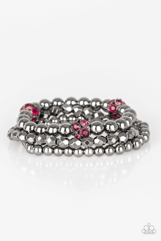 Noticeably Noir - Pink   ~ Paparazzi Stretch Bracelet
