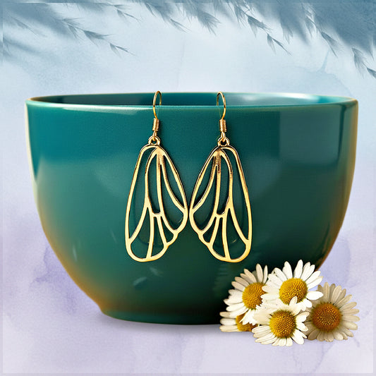 Turn Into A Butterfly — Gold Scalloped Wing Earrings