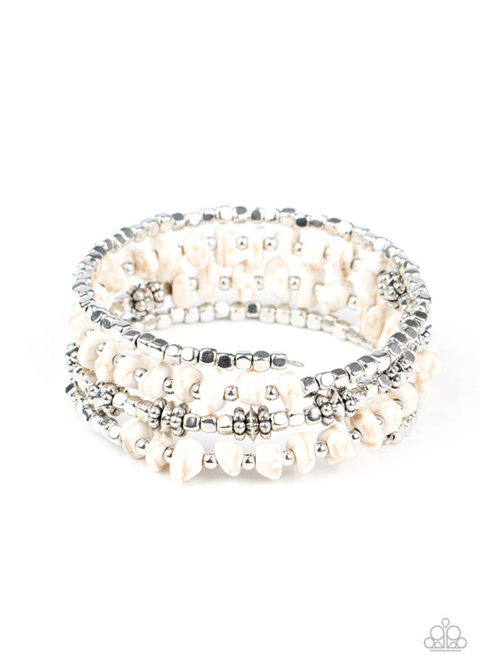 Rockin' Renegade - White ` Paparazzi Coil Bracelet