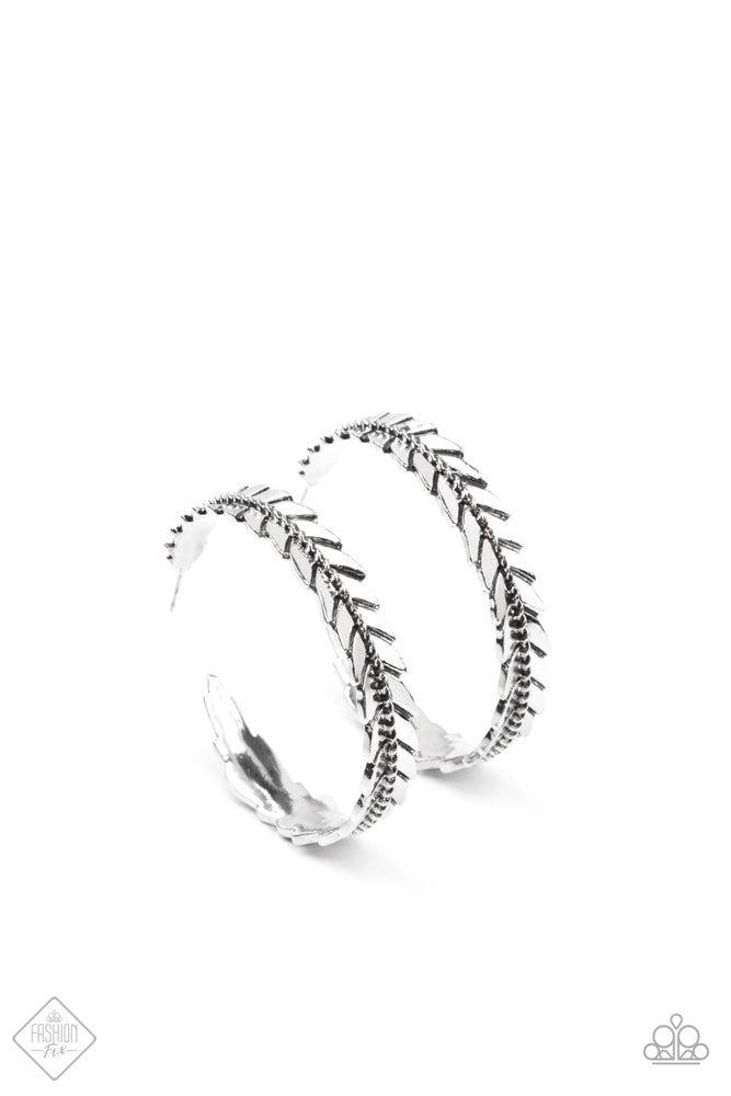 Flew The Nest - Silver  ~ Paparazzi Hoop Earrings