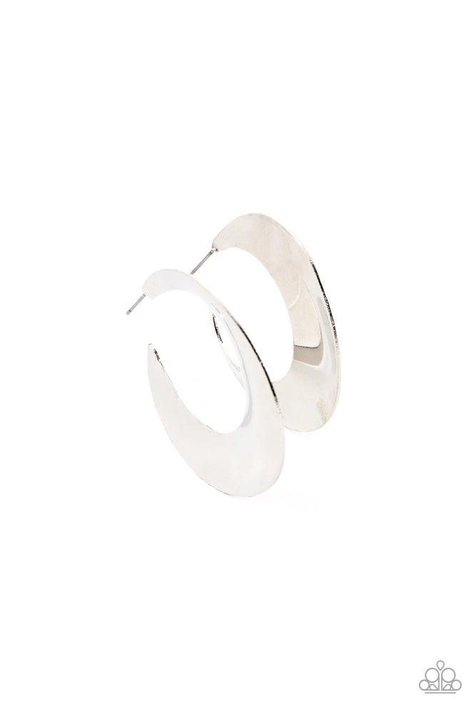 Power Curves - Silver ~ Paparazzi Hoop Earrings