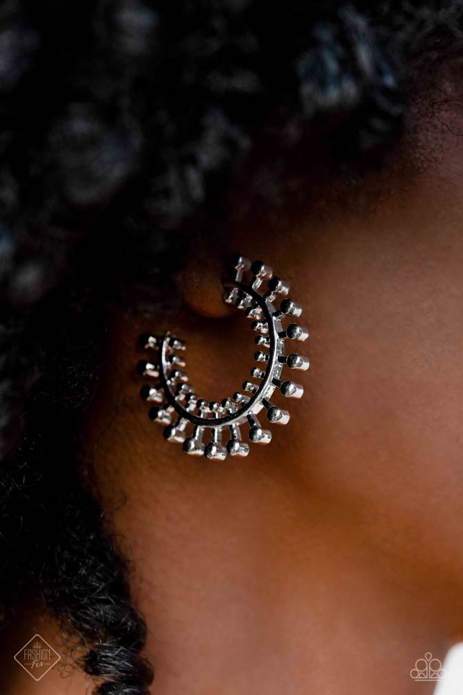 The Way You Make Me WHEEL - Silver ~ Paparazzi Hoop Earrings