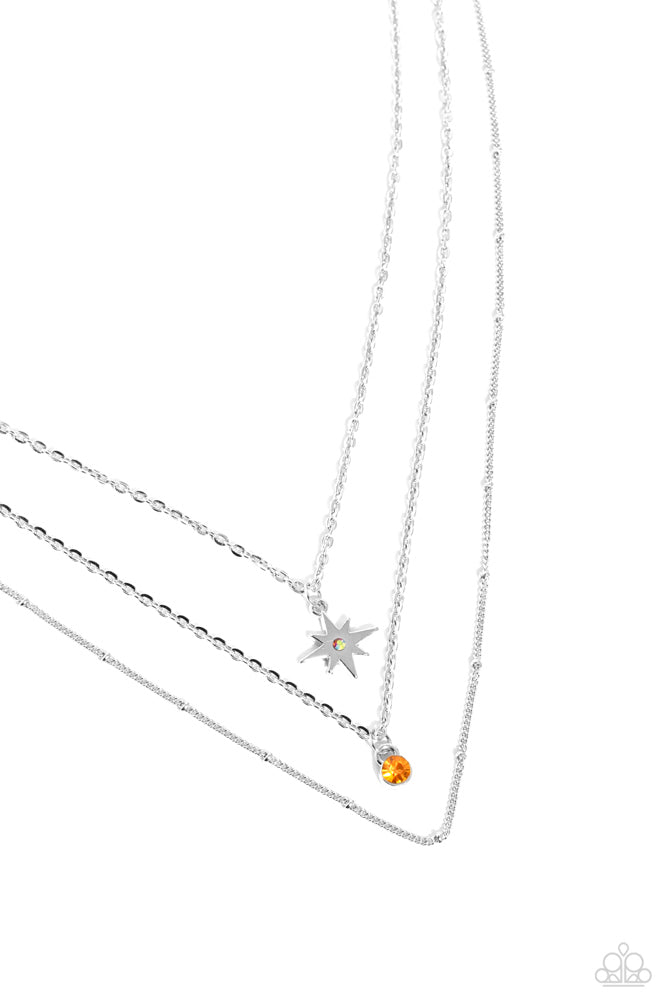 Trendy Twinkle - Orange  Necklace