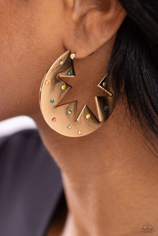 Starry Sensation - Gold ~ Paparazzi Hoop Earrings
