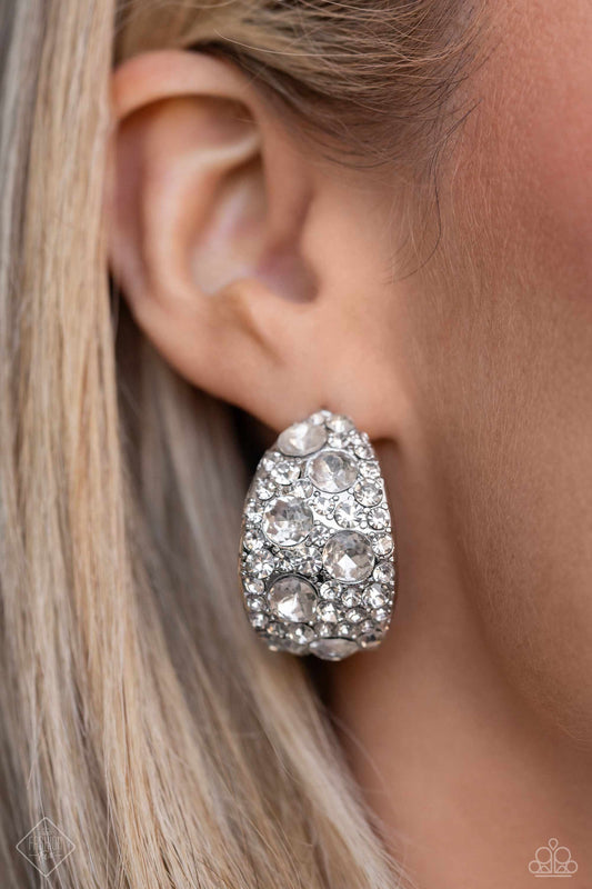 Freethinking Finesse - White  ~ Paparazzi Hoop Earrings
