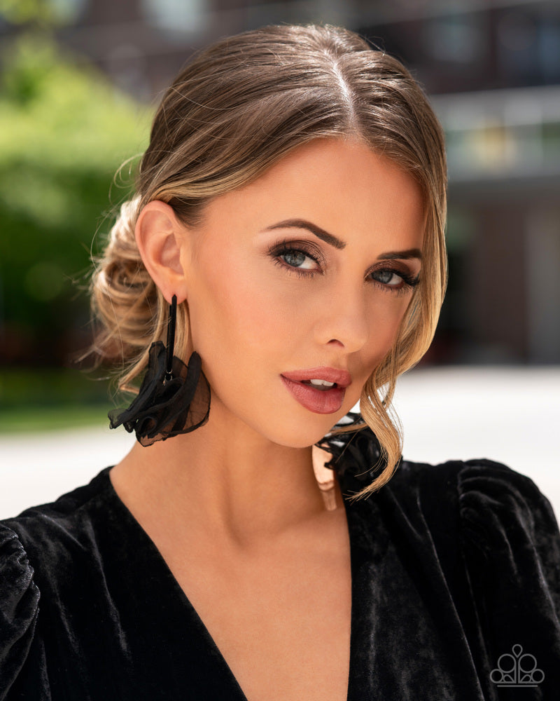 Passionate Promenade - Black  ~ Paparazzi Hoop Earrings