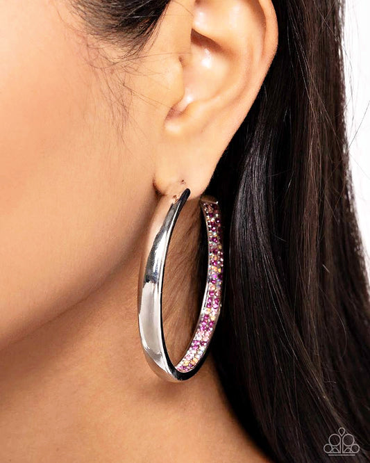 Proper Pizzazz - Pink  ~ Paparazzi Hoop Earring