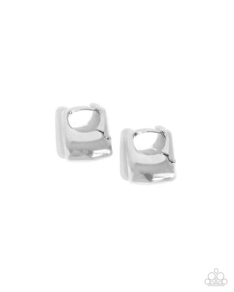 Square Symmetry - Silver  ~ Paparazzi Hoop Earrings