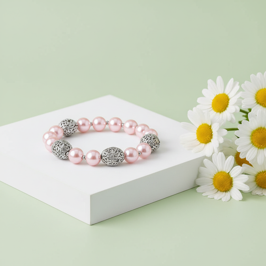 The "Upscale Whimsy" - Pink Pearl Bracelet