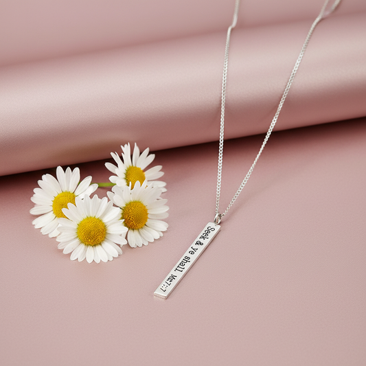 Matt 7:7 — Silver Necklace