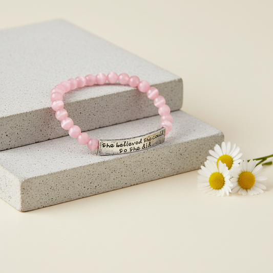 So She Did — Pink Cat’s Eye Bracelet