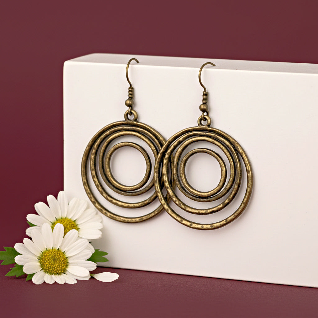 Spiraling Out of Control - Brass  Earrings