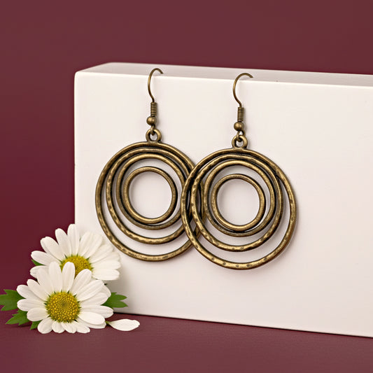 Spiraling Out of Control - Brass  Earrings